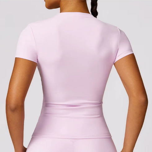 Women's Crew Neck Short Sleeve Shirt – Form Fitting Athletic Blend Fabric